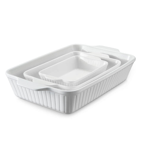 DOWAN casserole dishes set ready for oven and serving.