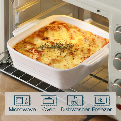 DOWAN ceramic bakeware provides even heat for consistent cooking.