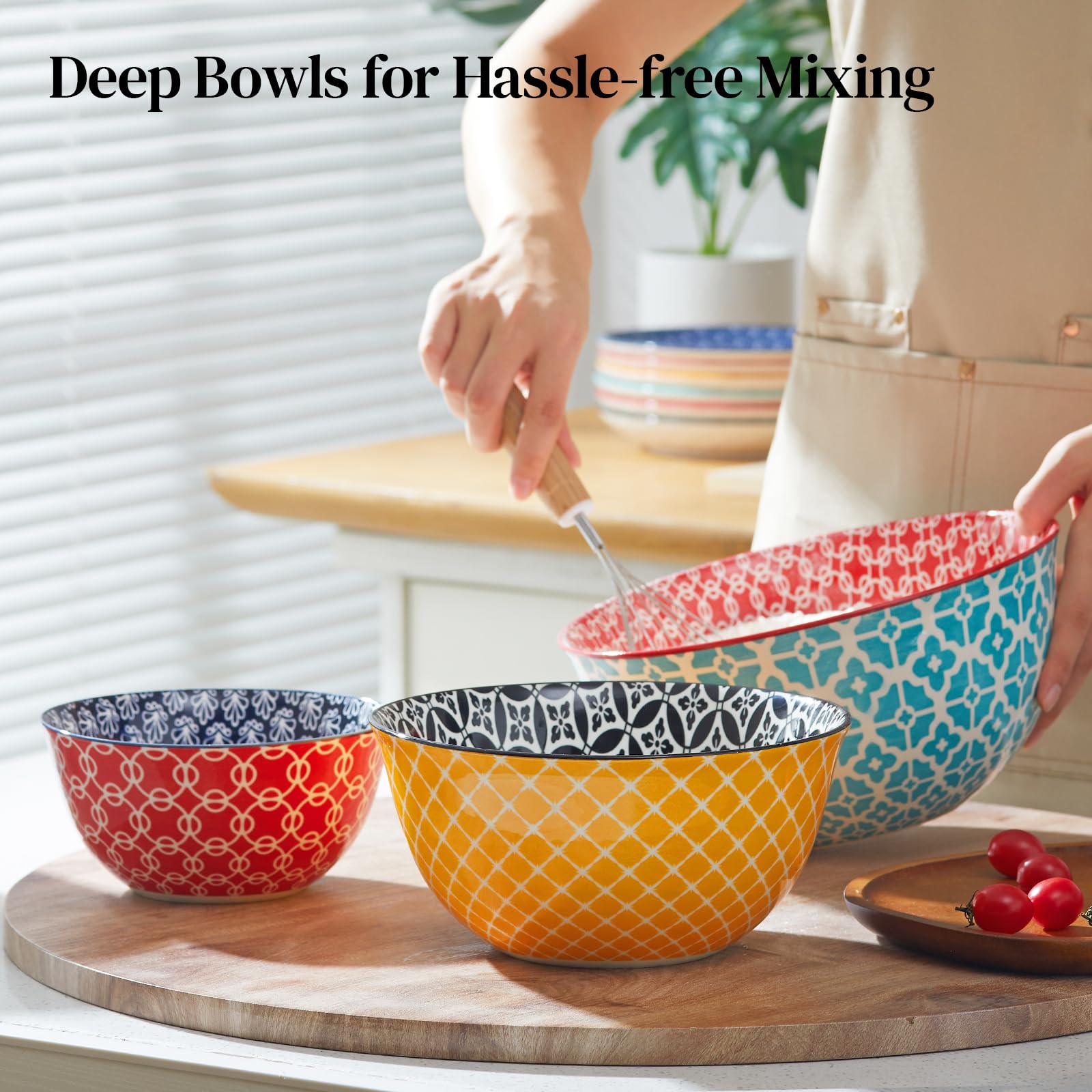 Dowan ceramic 2qt bowl ideal prep and portioning for salads.