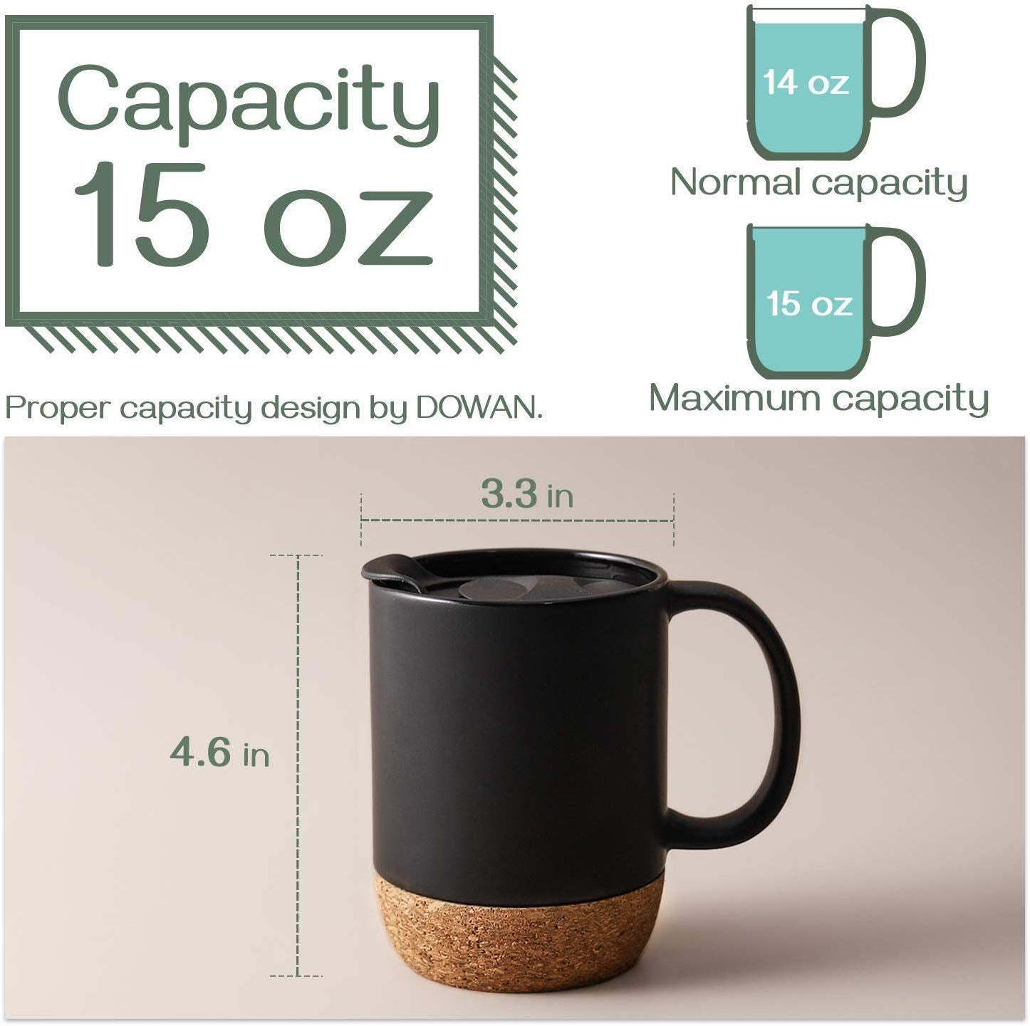 Close-up of Dowan cork-bottom mug showing protective base