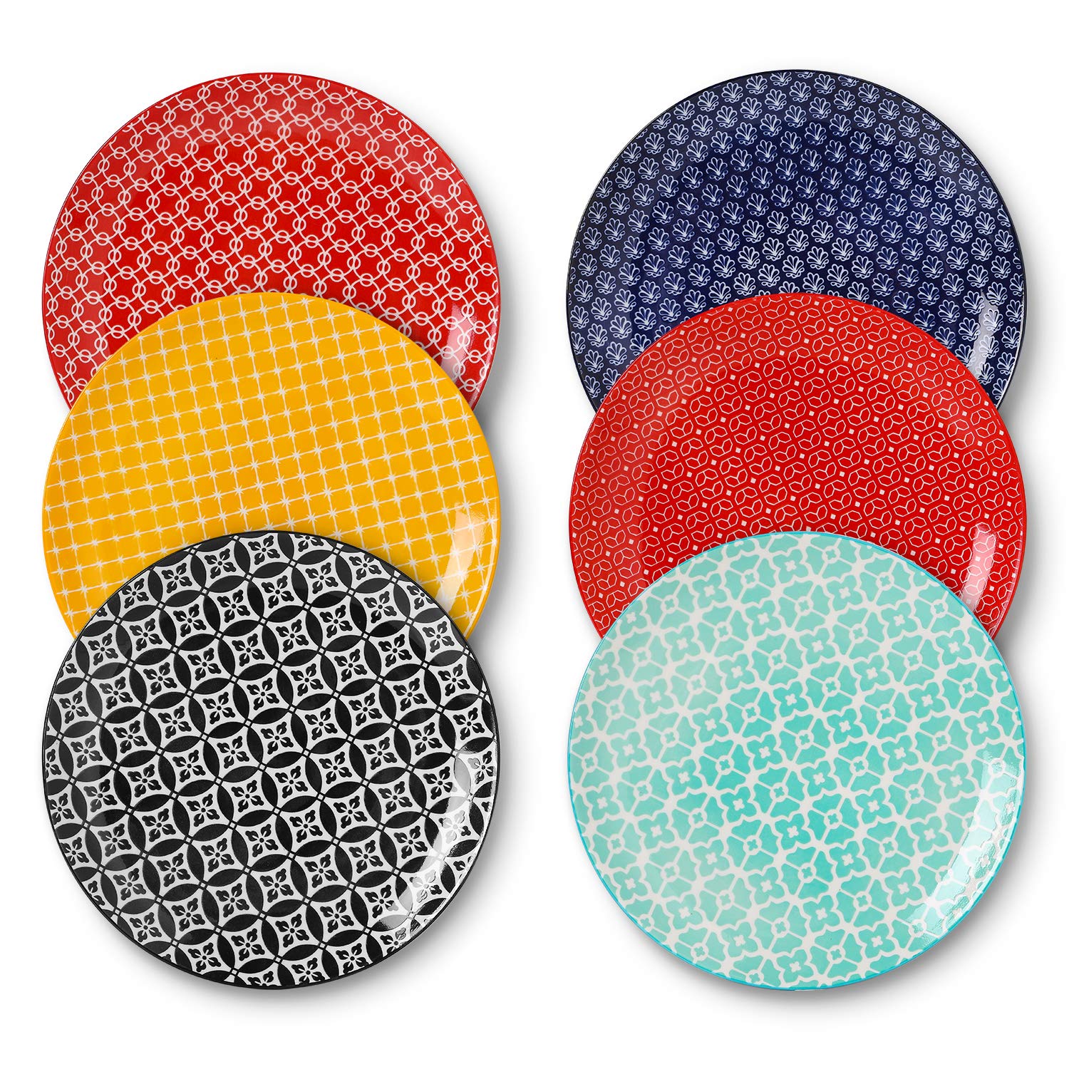 DOWAN colorful dinner plates 6pc set with vibrant hues ideal for everyday meals.
