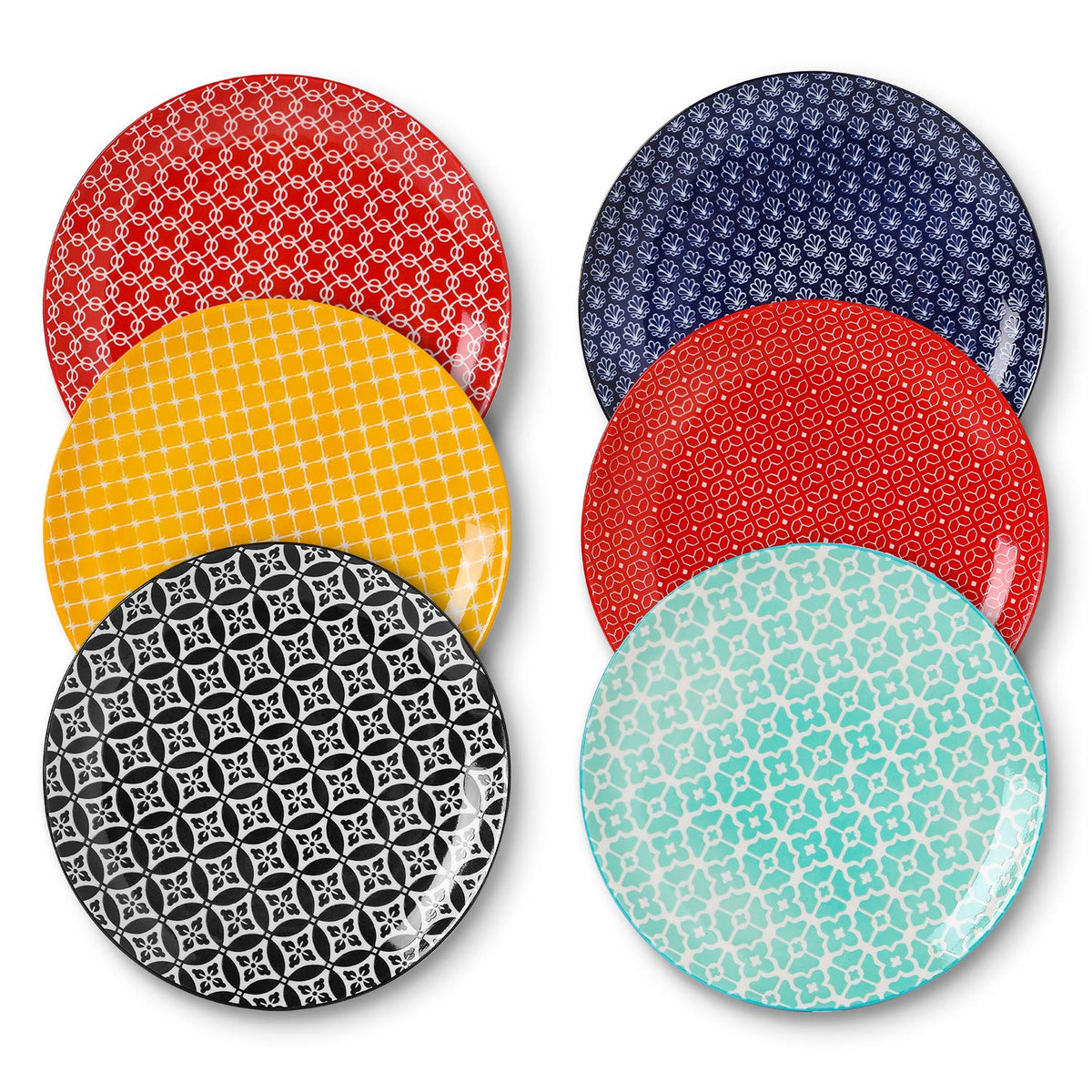 DOWAN colorful dinner plates 6pc set with vibrant hues ideal for everyday meals.