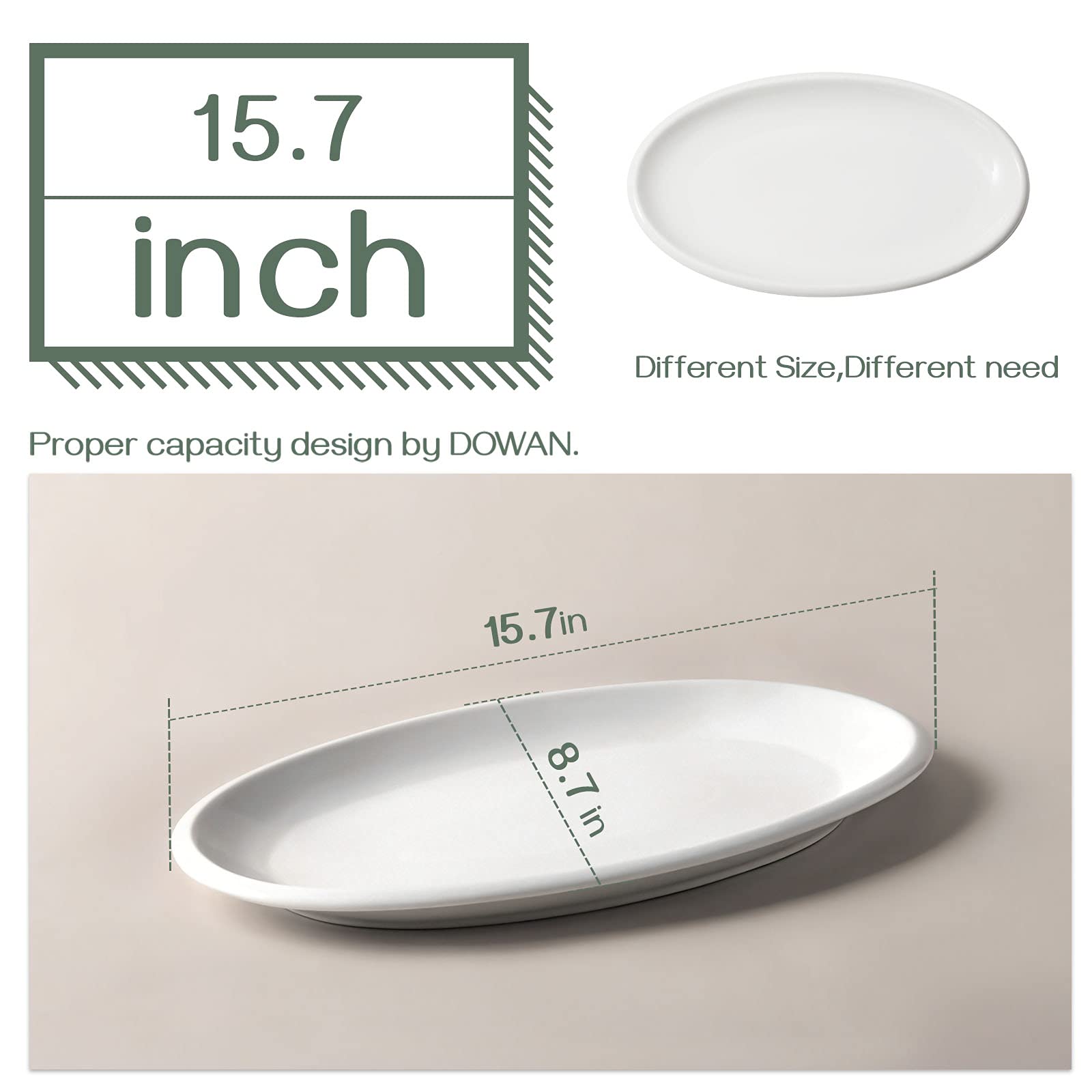 DOWAN deep-edge platter prevents spills during service and transport.