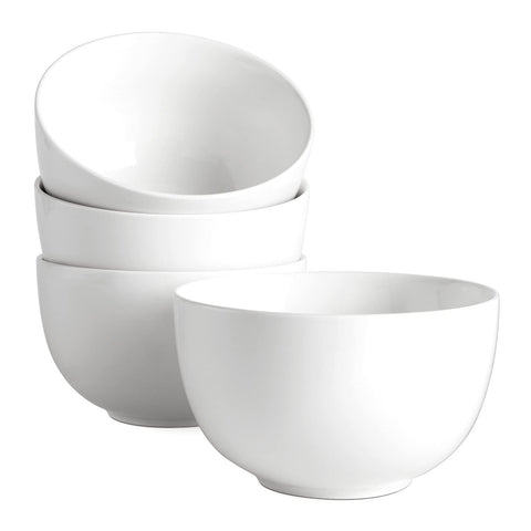 DOWAN deep 5.8-inch bowls with bow design, ideal for soups and cereals.