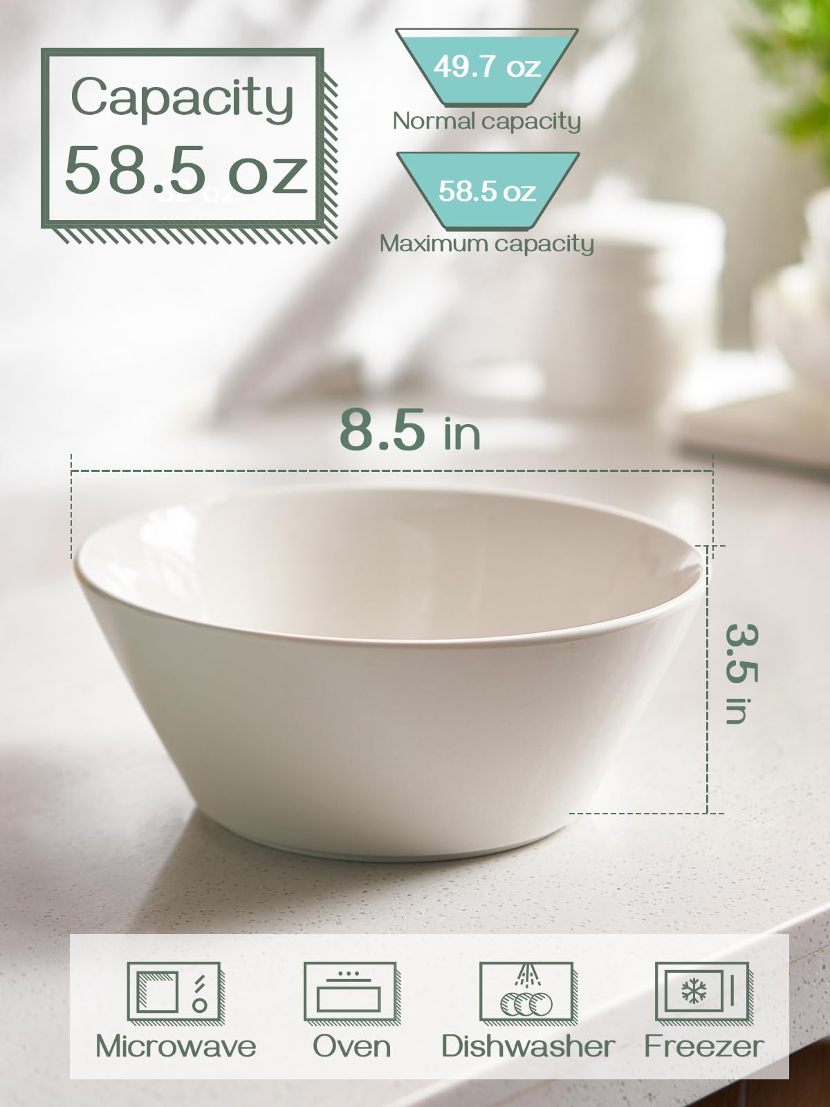Dowan deep and wide design helps stirring and mixing with less mess.