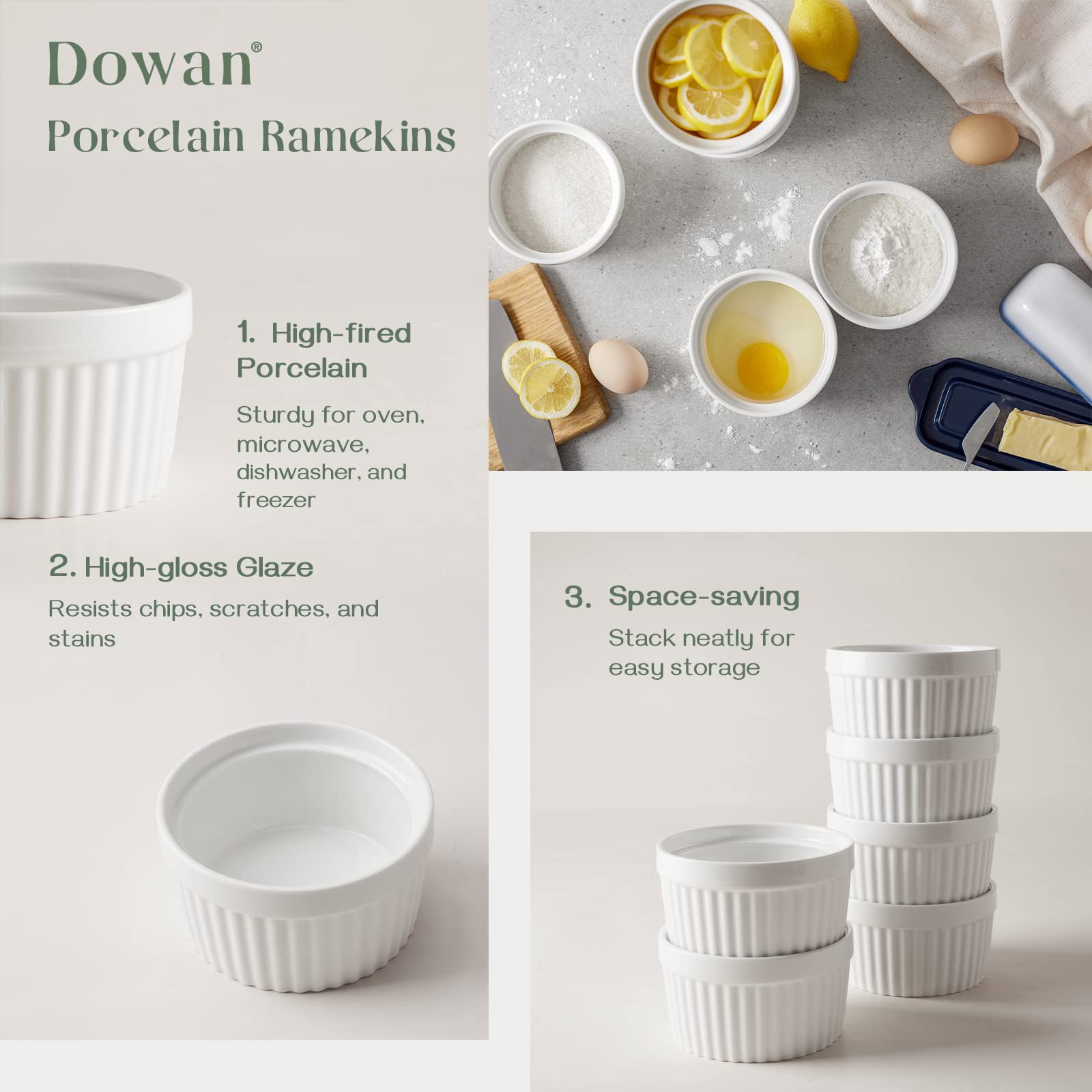 DOWAN dessert custard cups double as sauce bowls or small snacks.