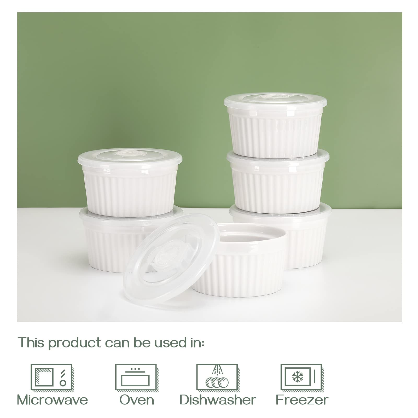 DOWAN dessert ramekins with lids simplify fridge-to-table serving.
