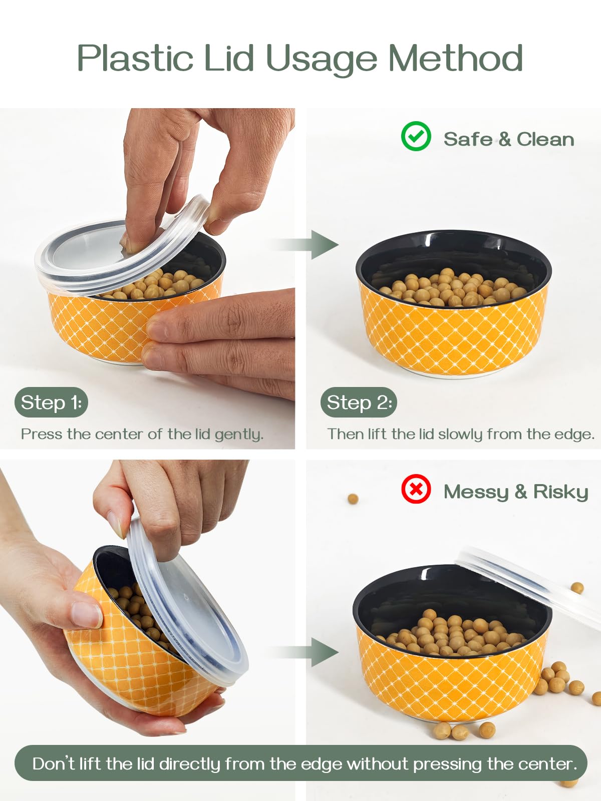 DOWAN dipping bowls on the counter with lids, great for storing sauces.