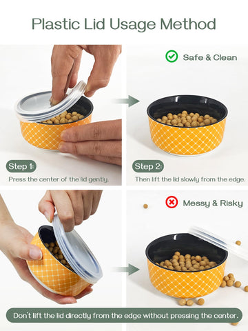 DOWAN dipping bowls on the counter with lids, great for storing sauces.