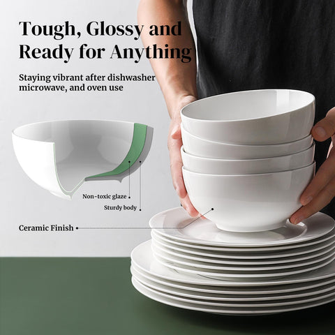 DOWAN dishwasher-safe ceramic bowls, easy cleaning after busy dinners.