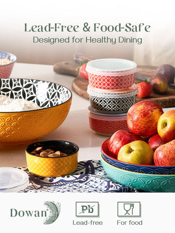 DOWAN bowls are dishwasher and microwave safe for easy cleanup and reheating.