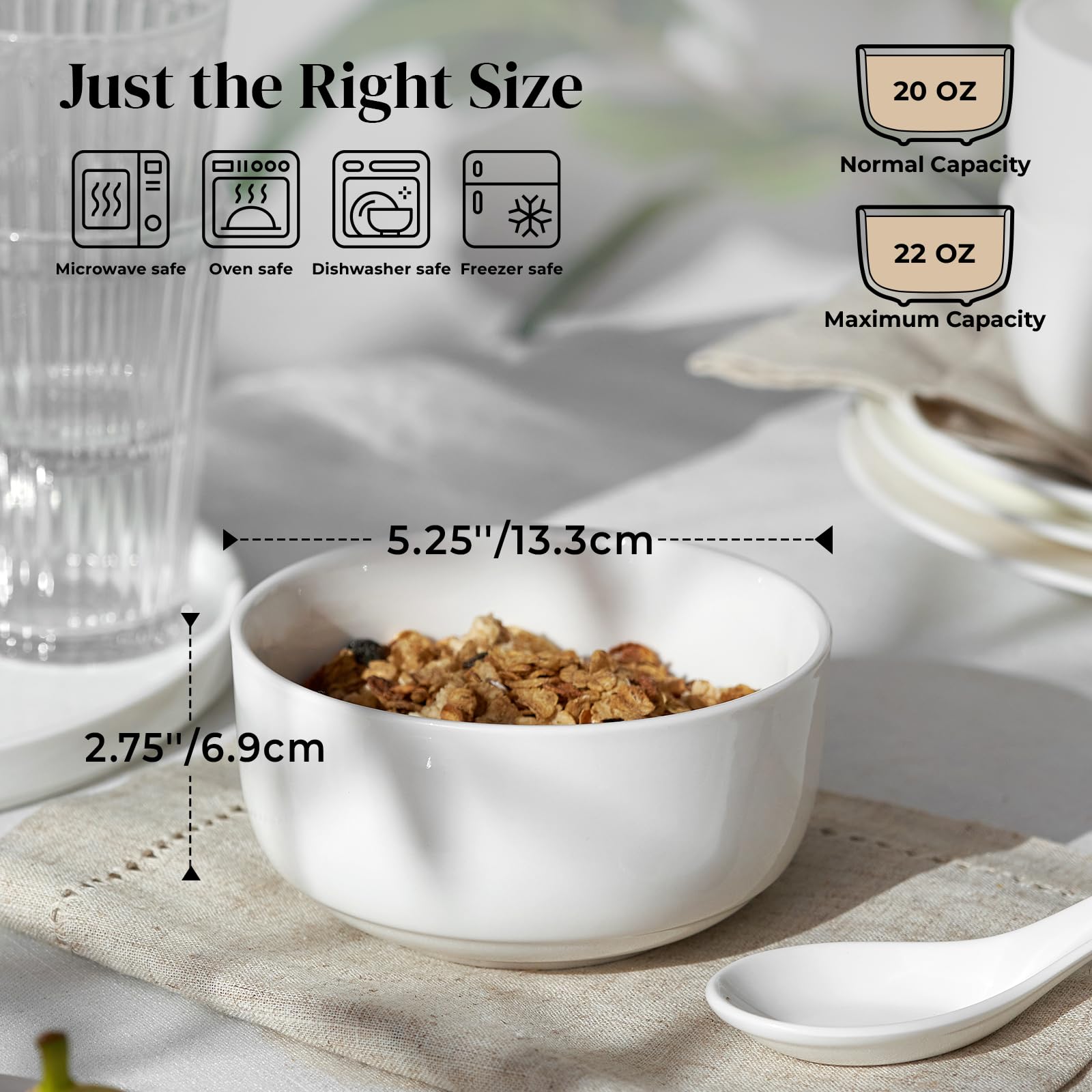 Dowan double-wall porcelain bowls stay cool to touch.