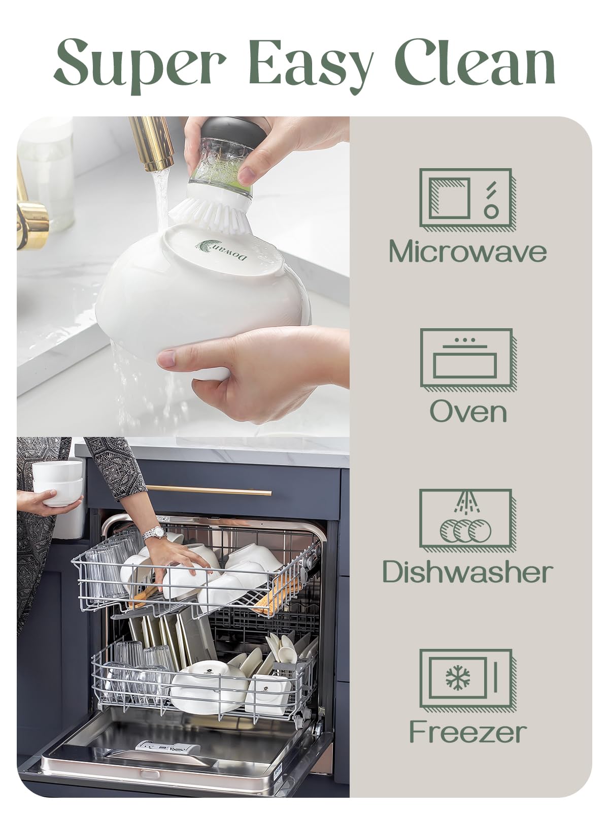 DOWAN bowls resist moisture and cracking for long-lasting use.
