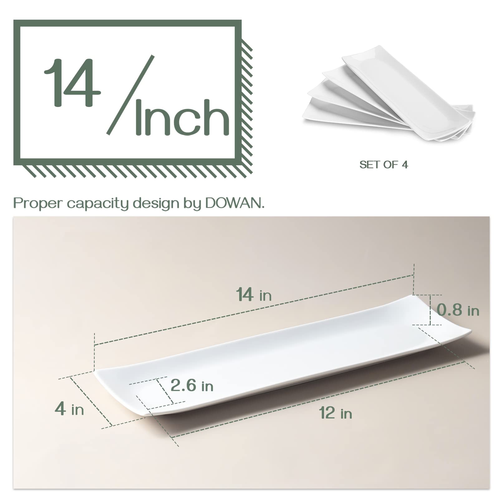 DOWAN durable thick porcelain keeps foods looking fresh during daily use.