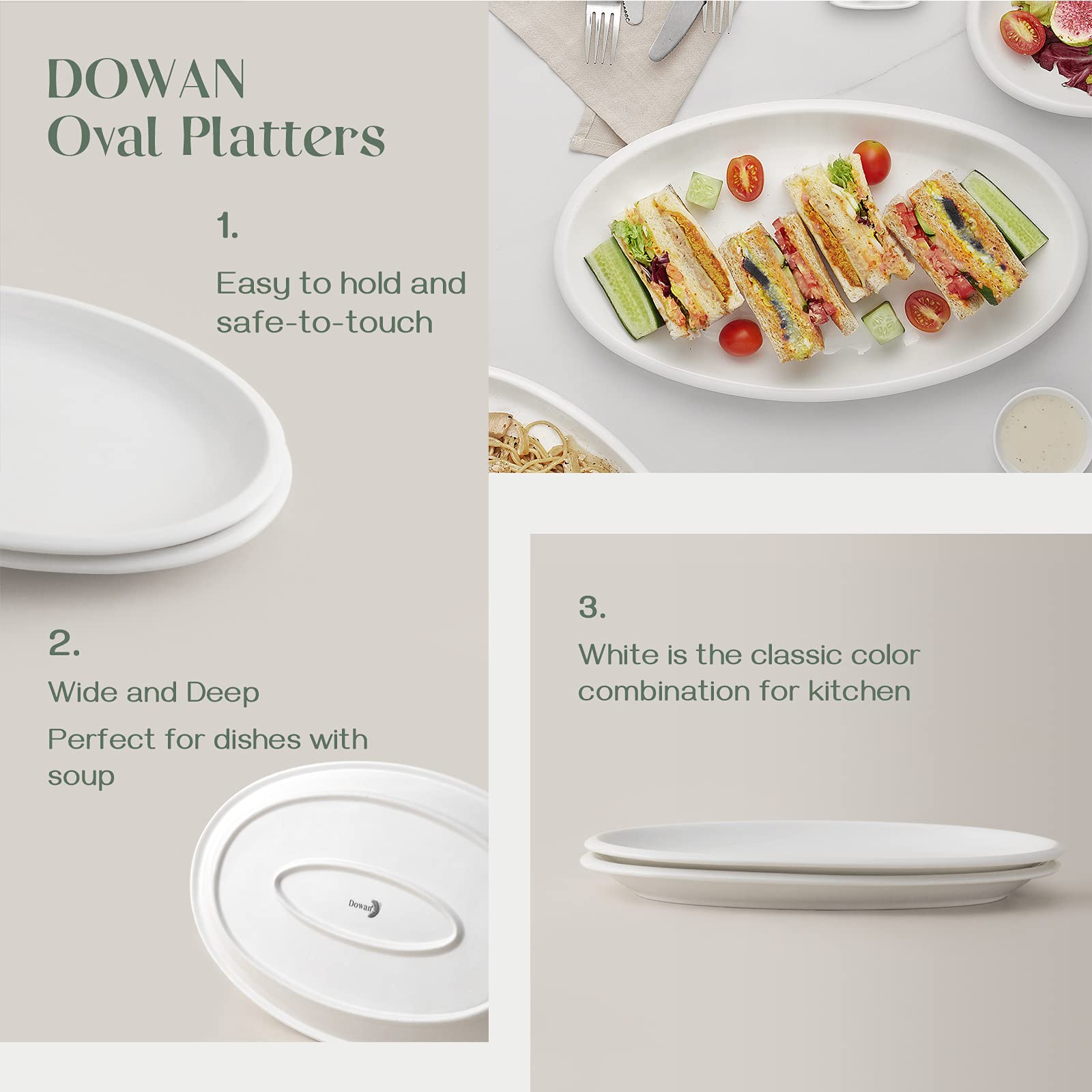 DOWAN easy-clean dishwasher-safe platter simplifies cleanup after entertaining.