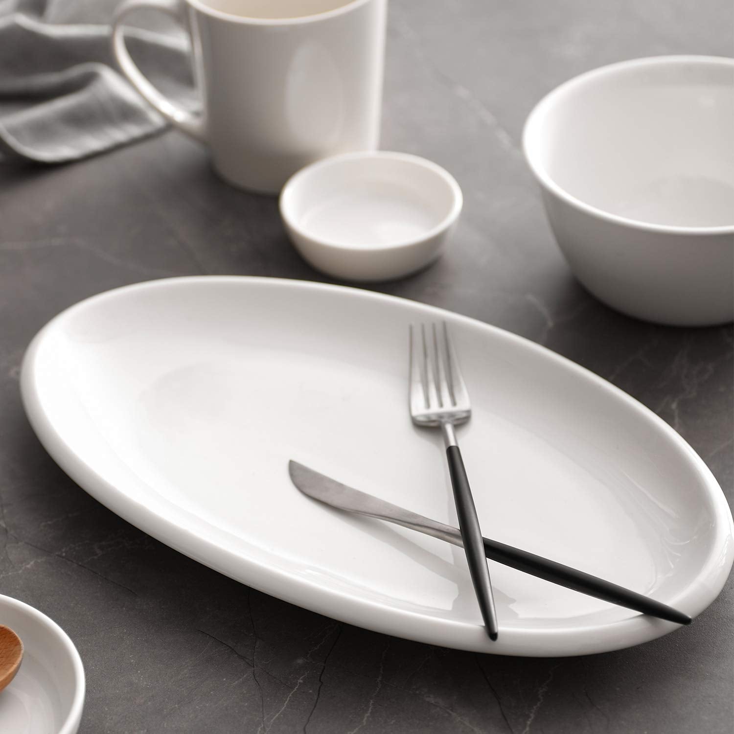 DOWAN elegant white serving tray enhances table presentation for holidays.