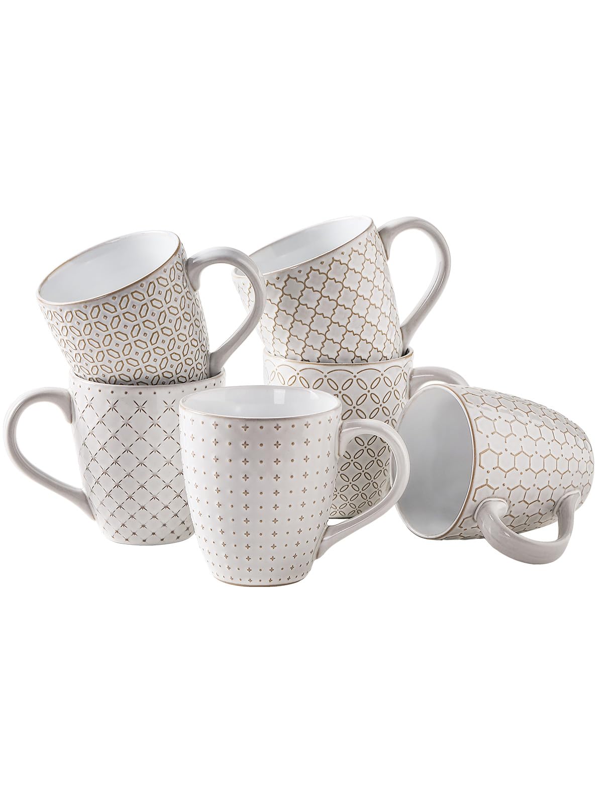 DOWAN embossed-pattern coffee mug with sturdy grip for cozy mornings.