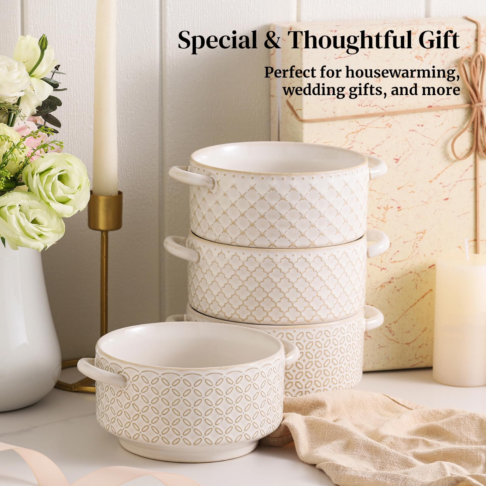 DOWAN embossed French-inspired bowls elevate any table setting