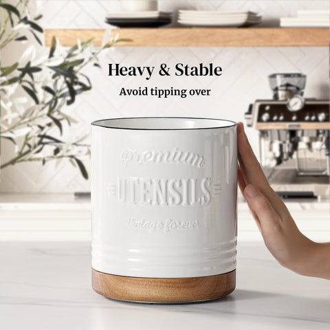 Dowan white ceramic crock blending farmhouse decor with practicality