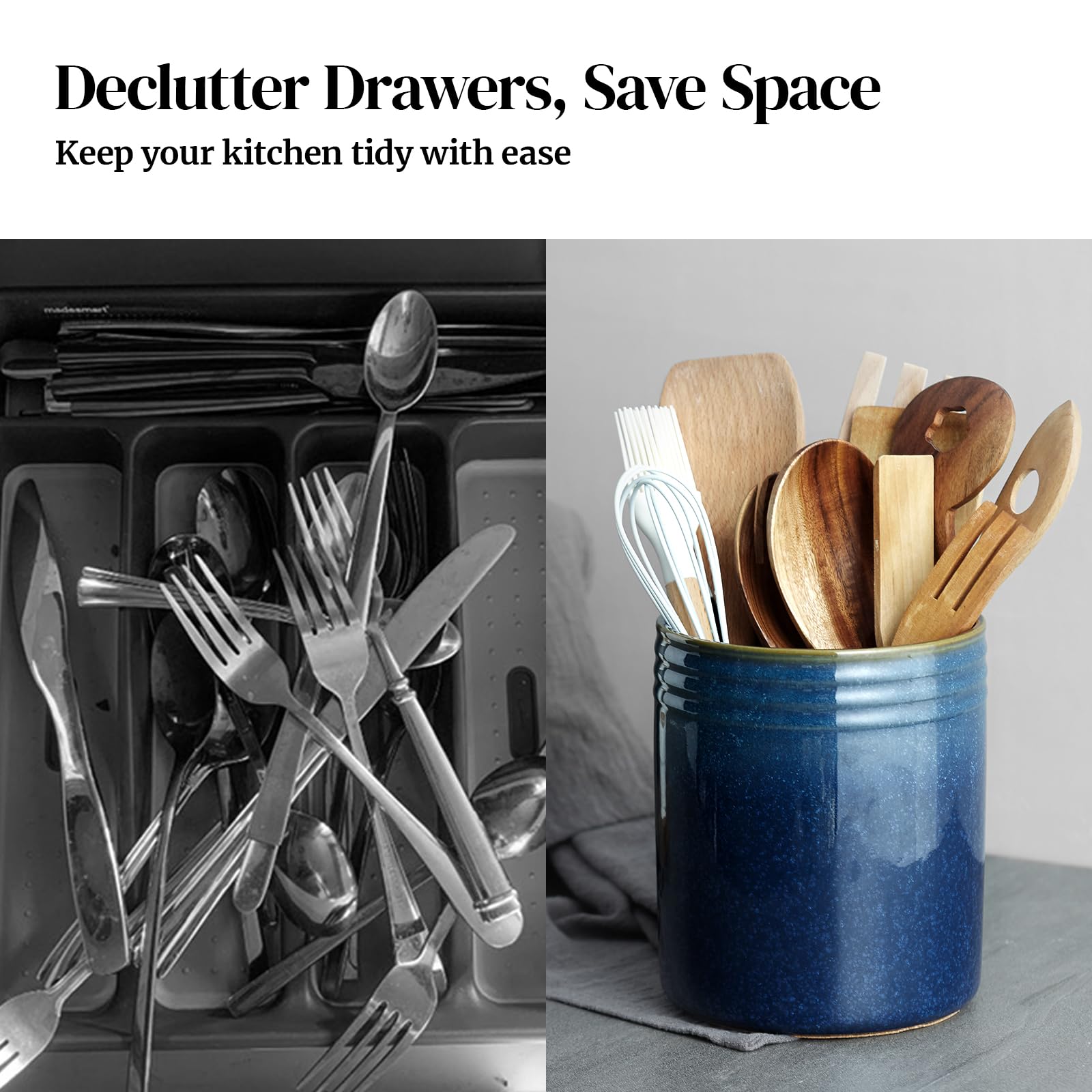 DOWAN 7.2-inch tall utensil holder stores tools neatly.