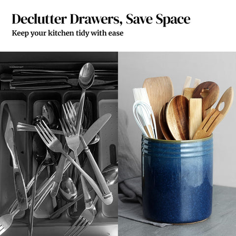 DOWAN 7.2-inch tall utensil holder stores tools neatly.