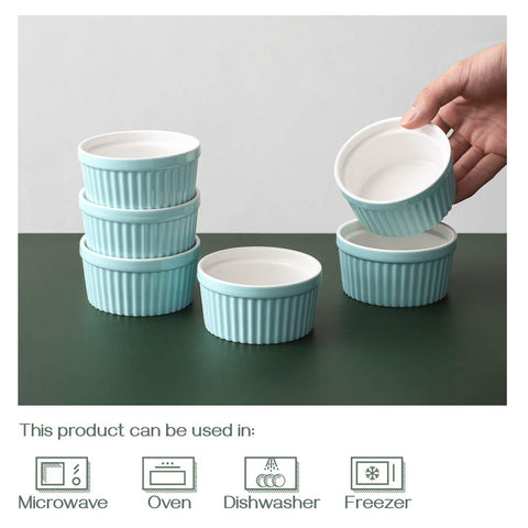 Dowan French onion soup ramekin blue heat proof serving.