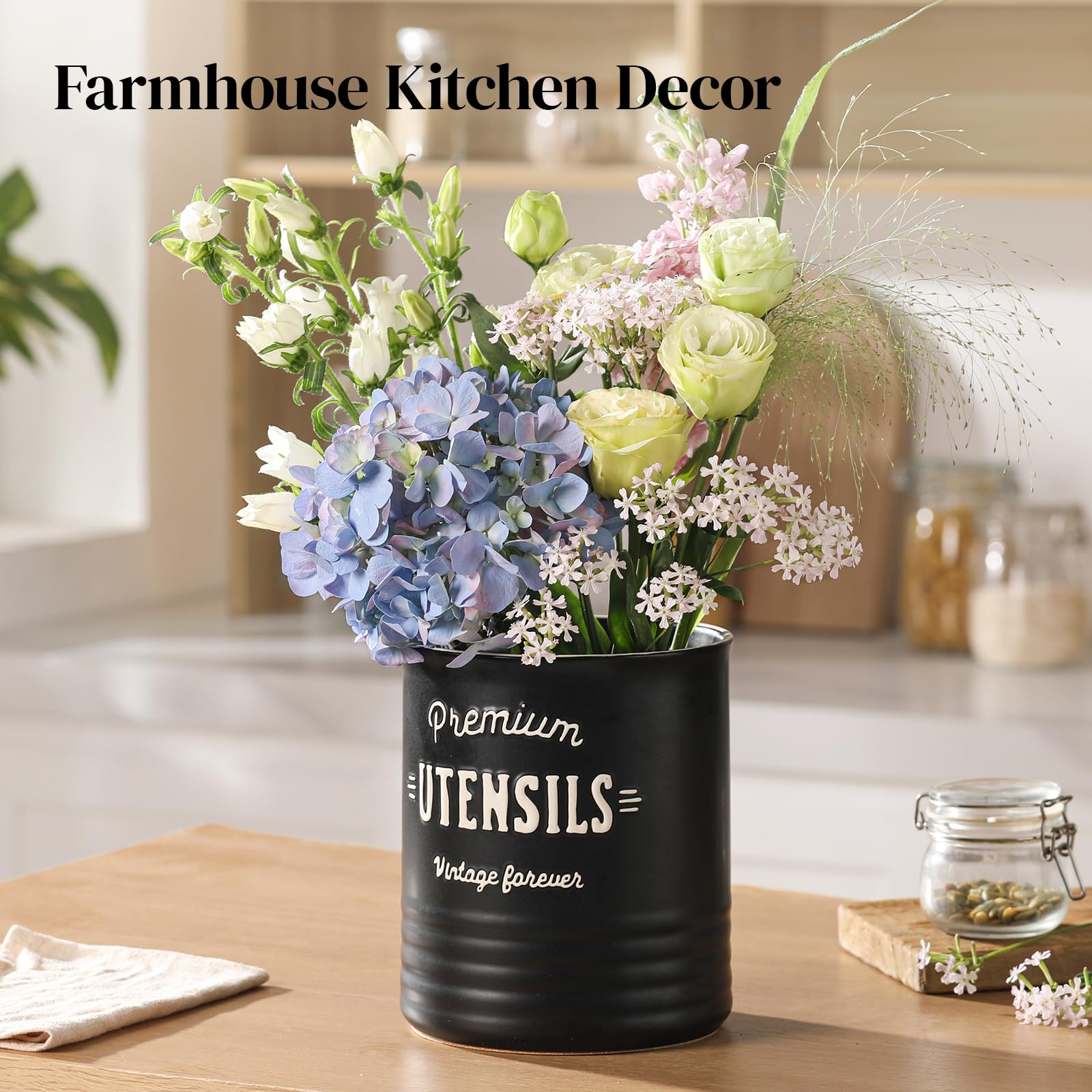 Dowan utensil holder makes a thoughtful housewarming gift option.