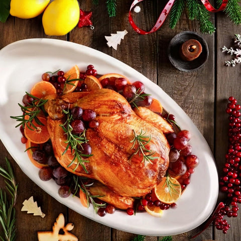 DOWAN large oval porcelain tray showcases appetizers with elegant white finish.