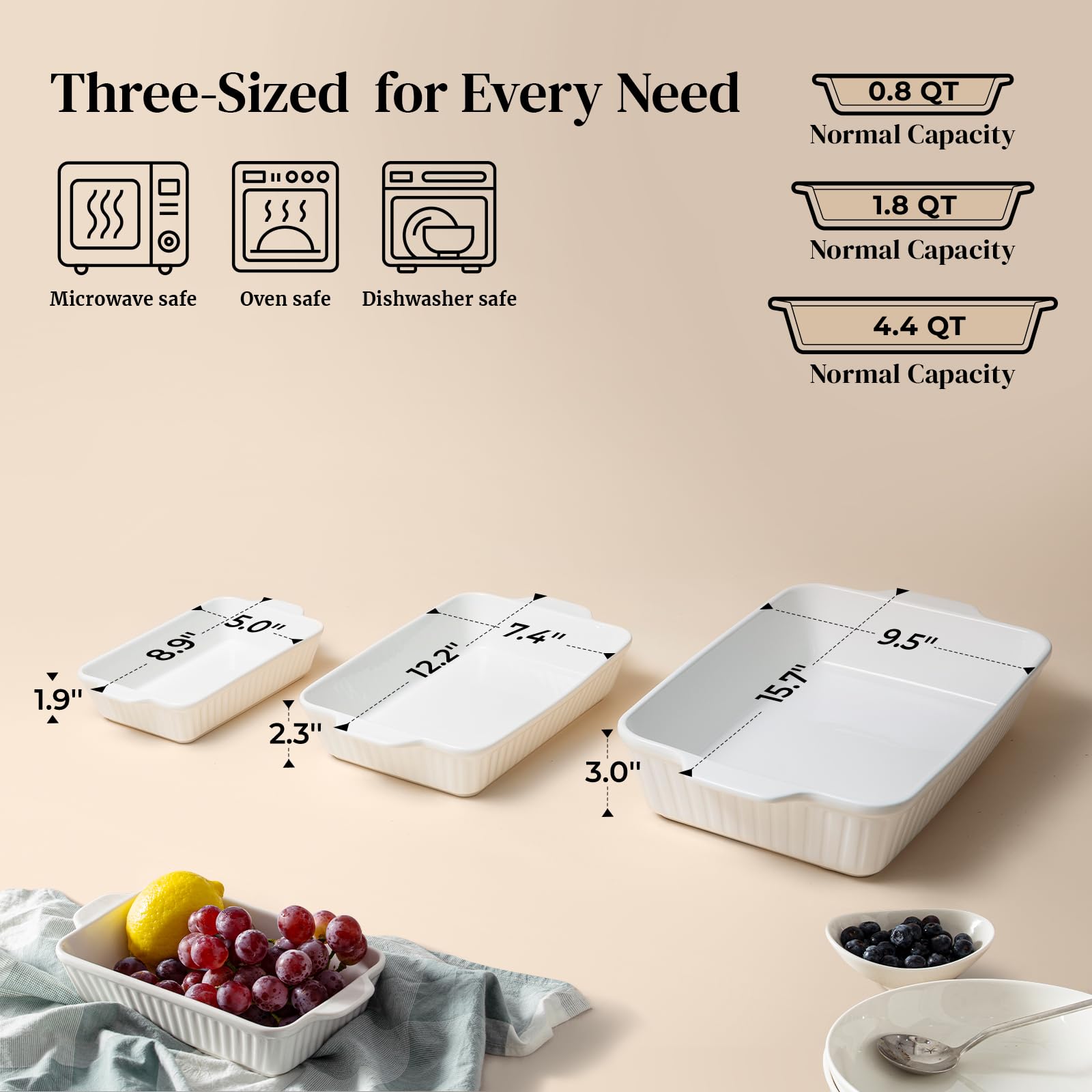 DOWAN large rectangular baking pan with double handles for easy transfer.