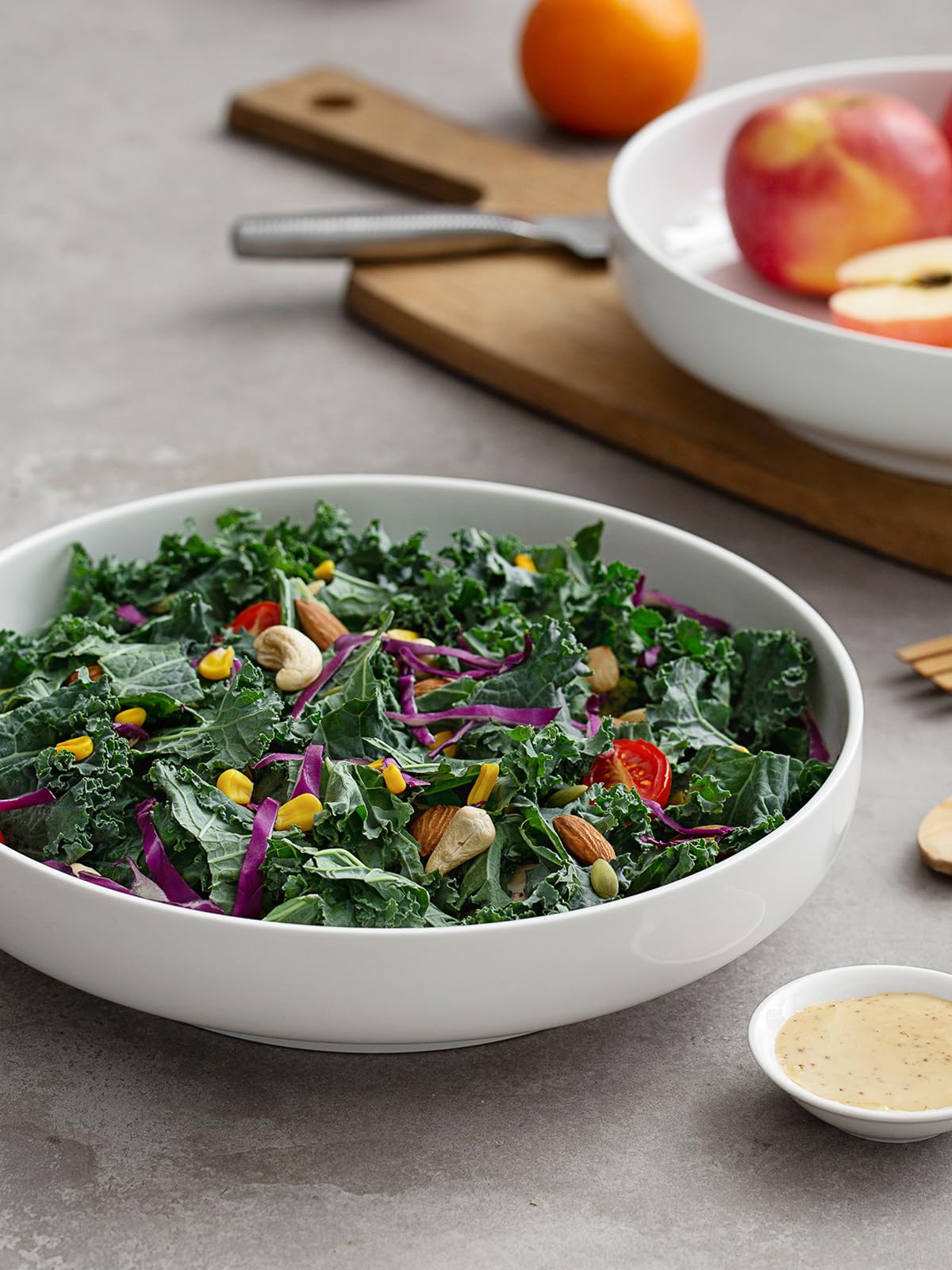 DOWAN large serving bowls 10-inch side-by-side, perfect for salads and shared platters.