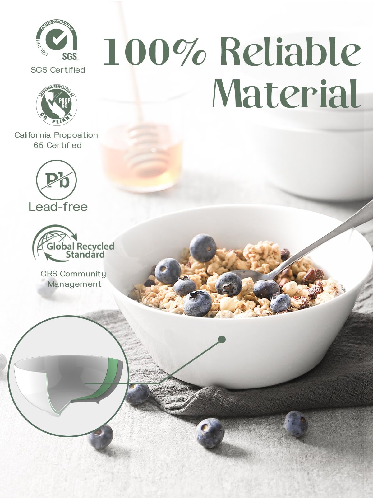 DOWAN large soup bowl 32oz white porcelain for generous servings.