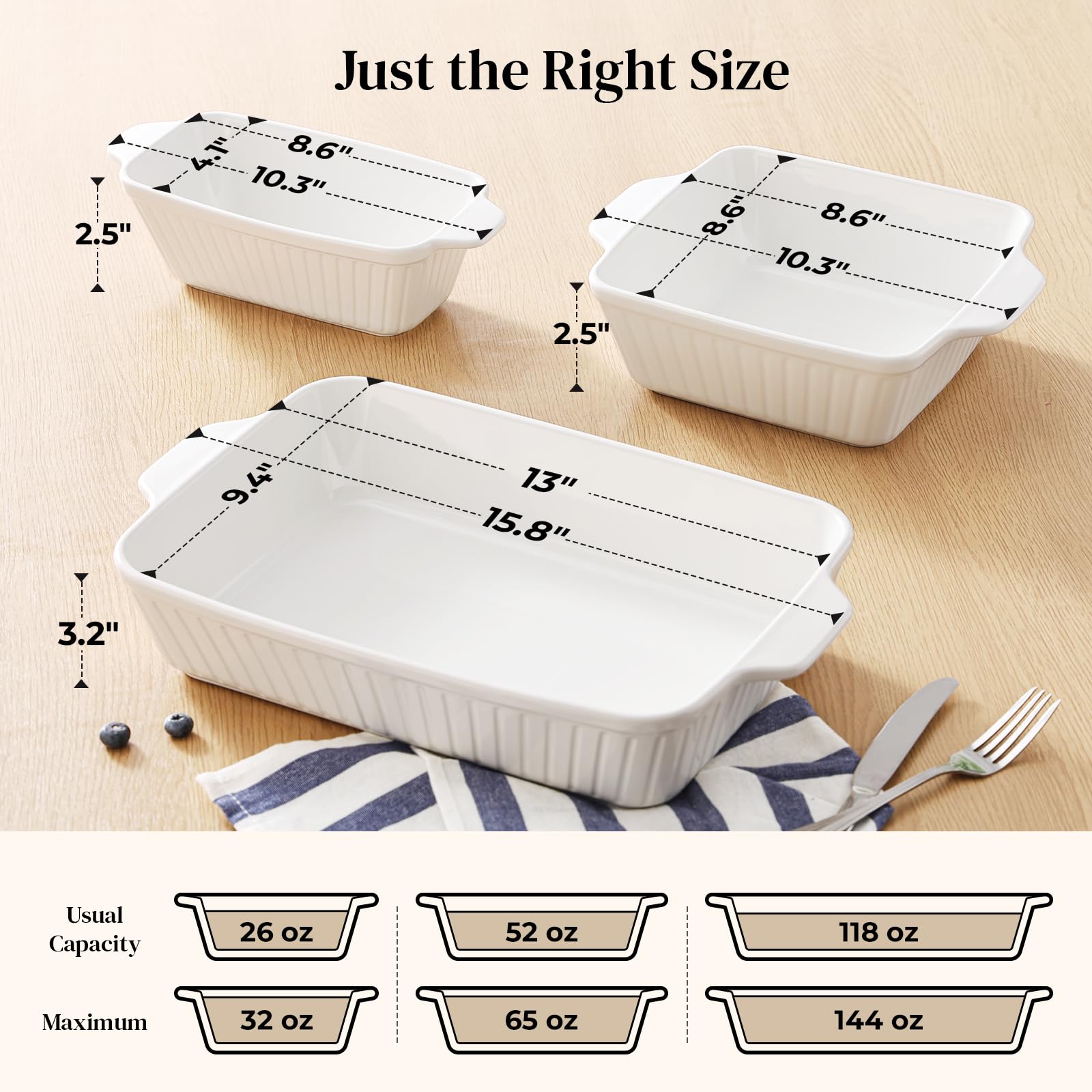 DOWAN deep lasagna pan with handles ideal for layered dishes.