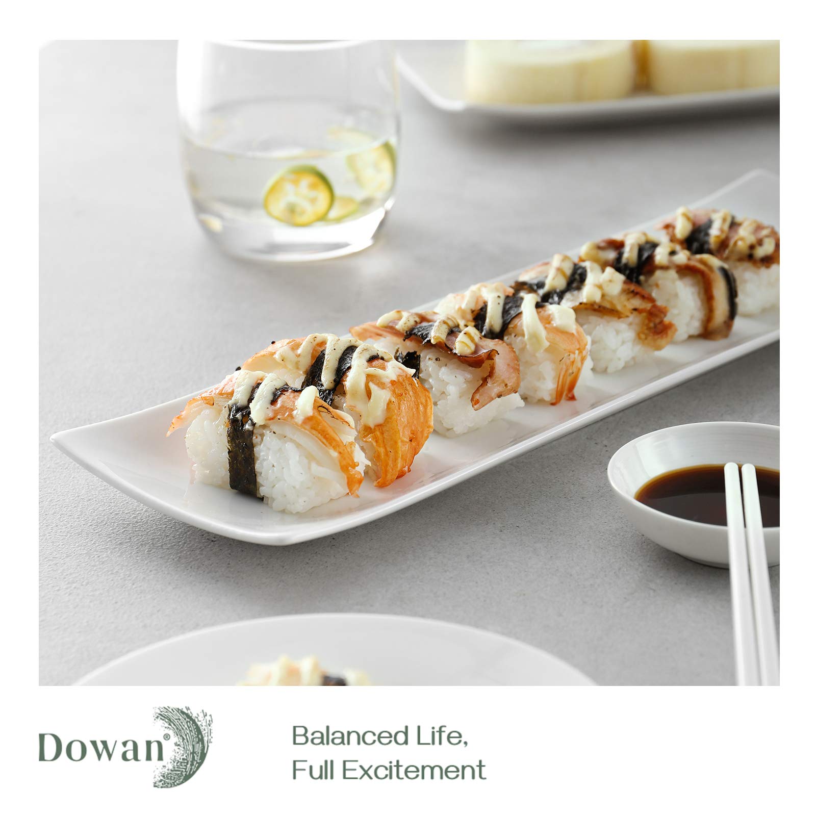 DOWAN long rectangle plates and cracker trays for cohesive catering displays.