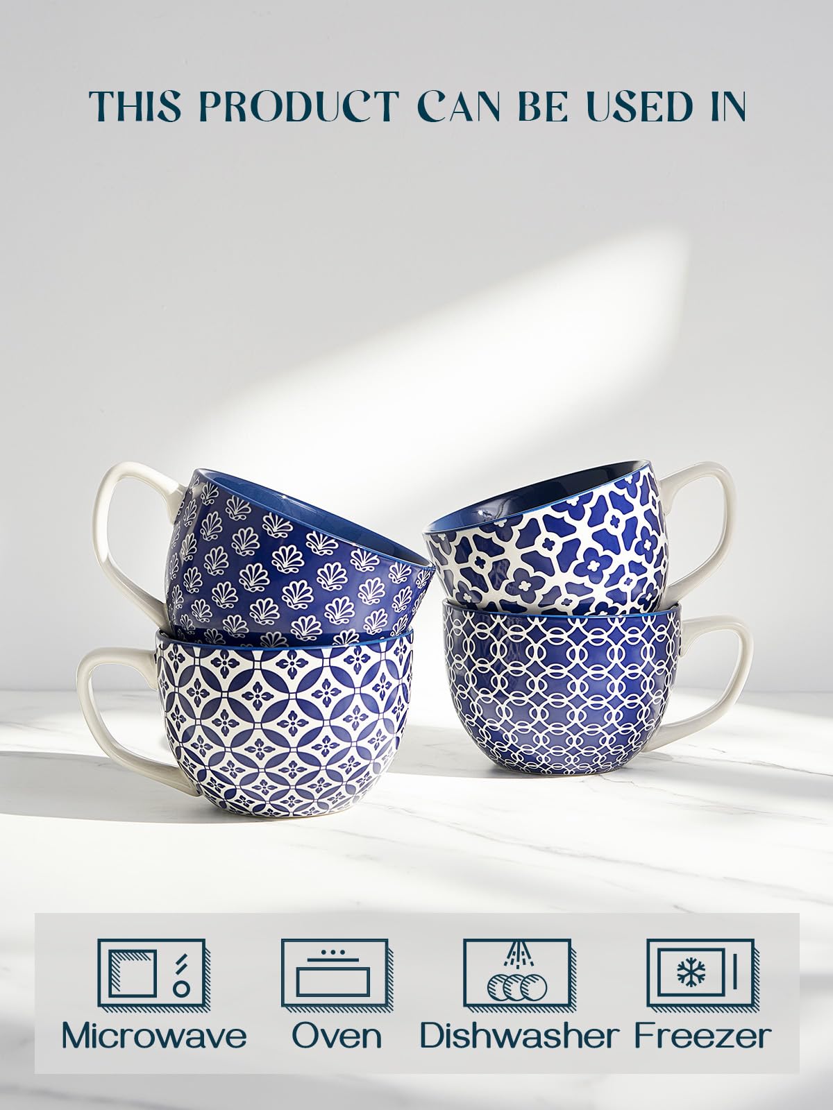 DOWAN mugs are microwave, dishwasher, oven, and fridge safe.