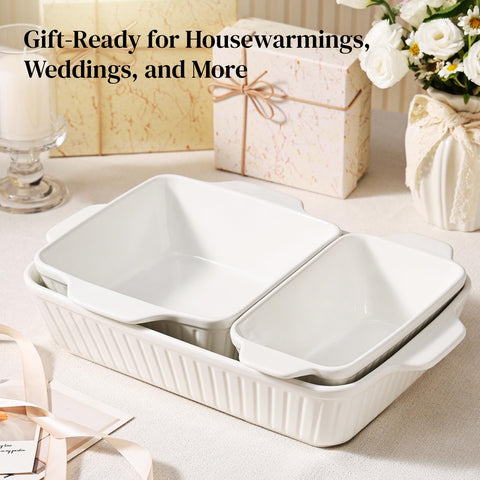 DOWAN multi-size bakeware set suited for banana bread and casseroles.