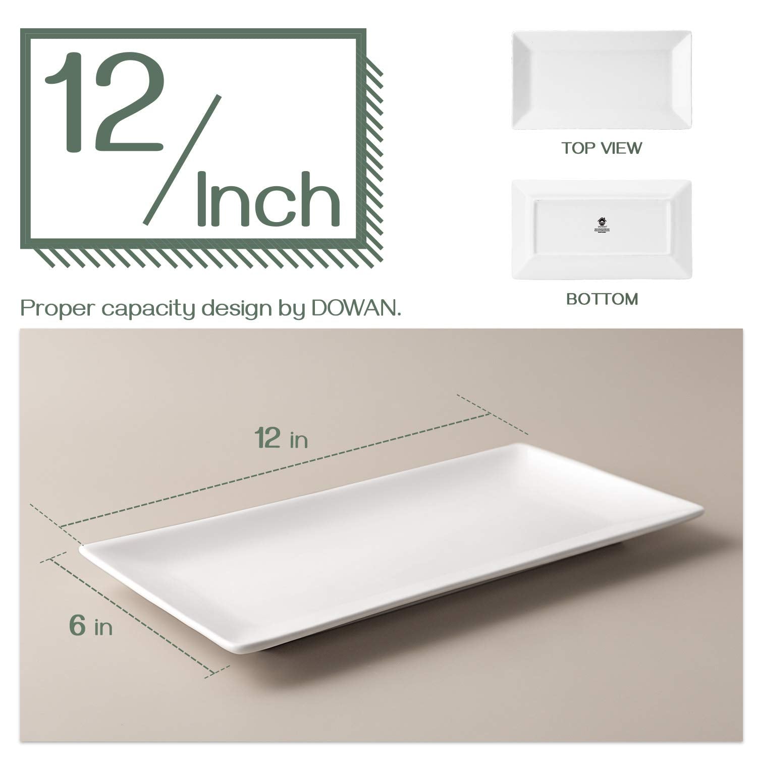 DOWAN no-spill rectangle plate helps keep sauces contained during meals.