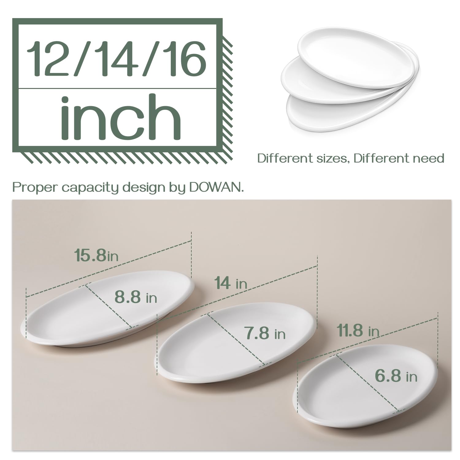 DOWAN 14-inch oval platter for main course servings.