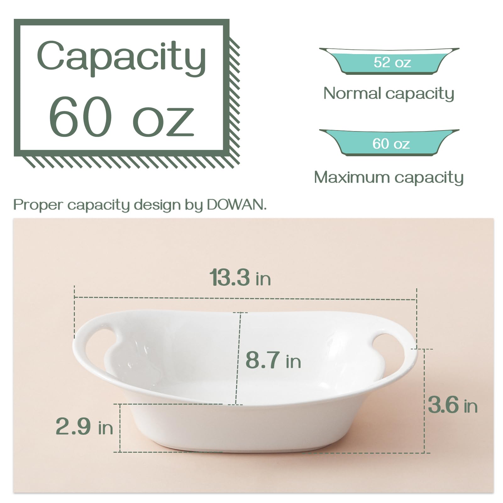 DOWAN oval 60 oz platter for turkey or pasta at gatherings
