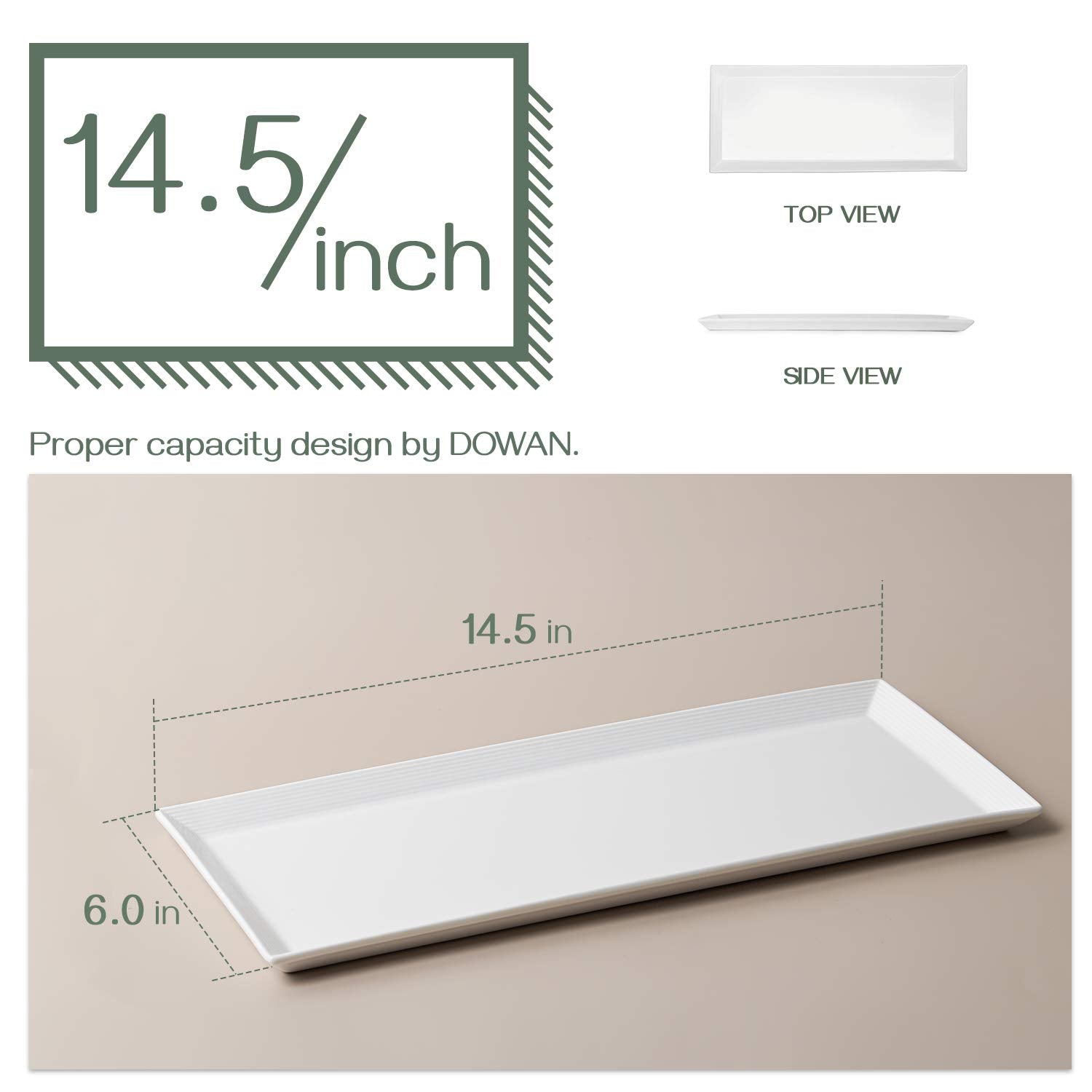 Dowan oven-safe rectangle plates reheat dishes safely and serve.