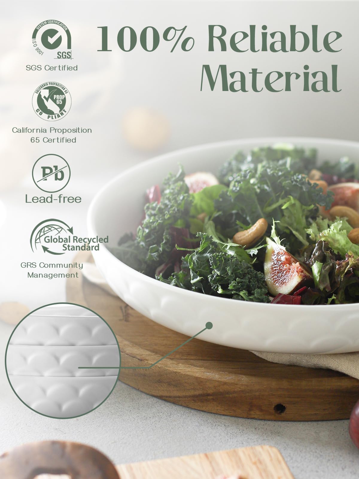DOWAN 54 oz capacity bowls fit generous pasta and salads.