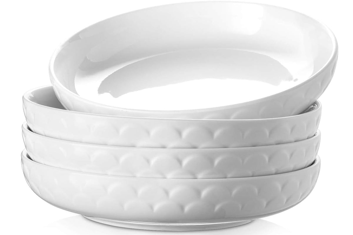 DOWAN pasta bowls set of 4 with textured motif for stylish dining.