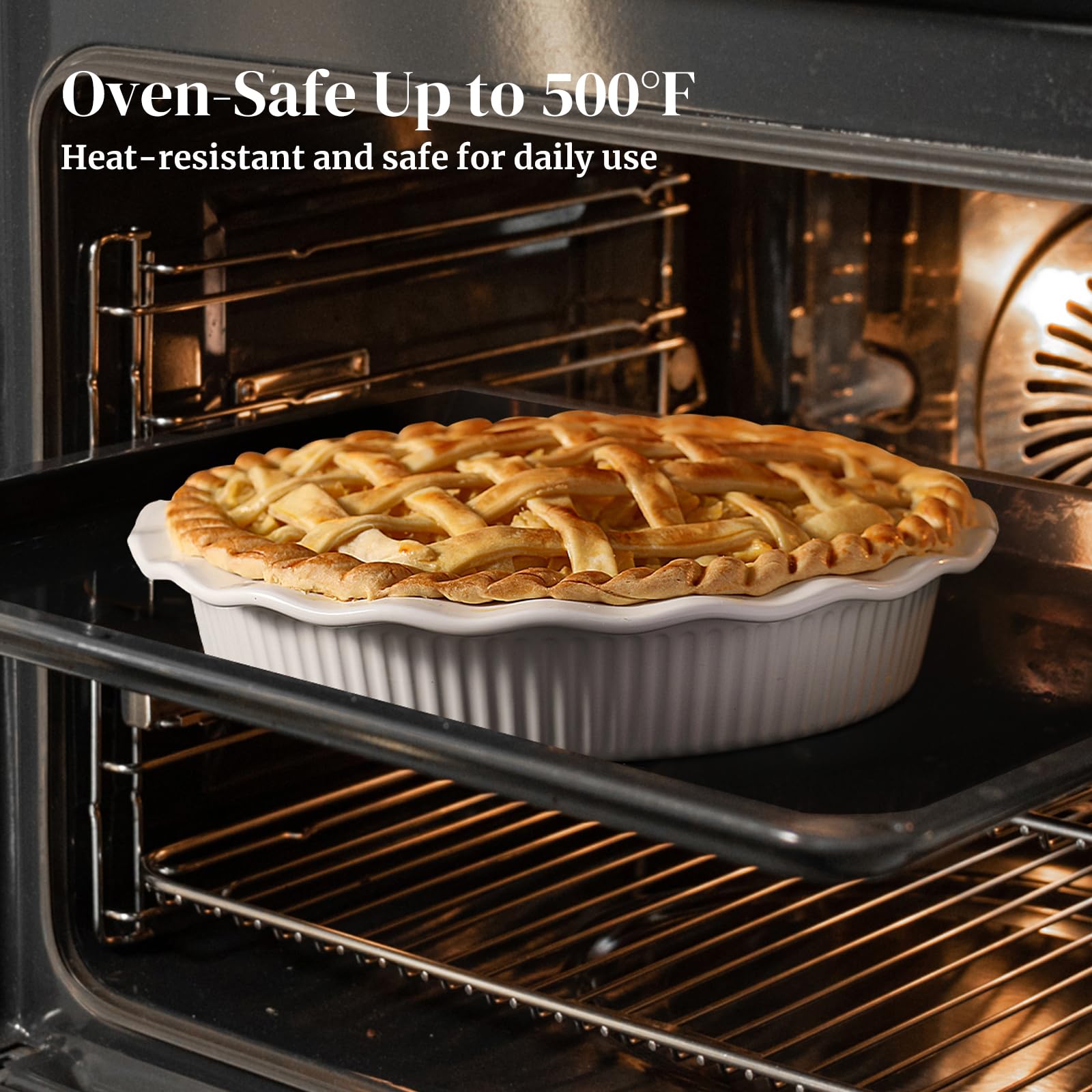 DOWAN pie-dish nonstick-glaze ensures no-sticking fillings during bake.