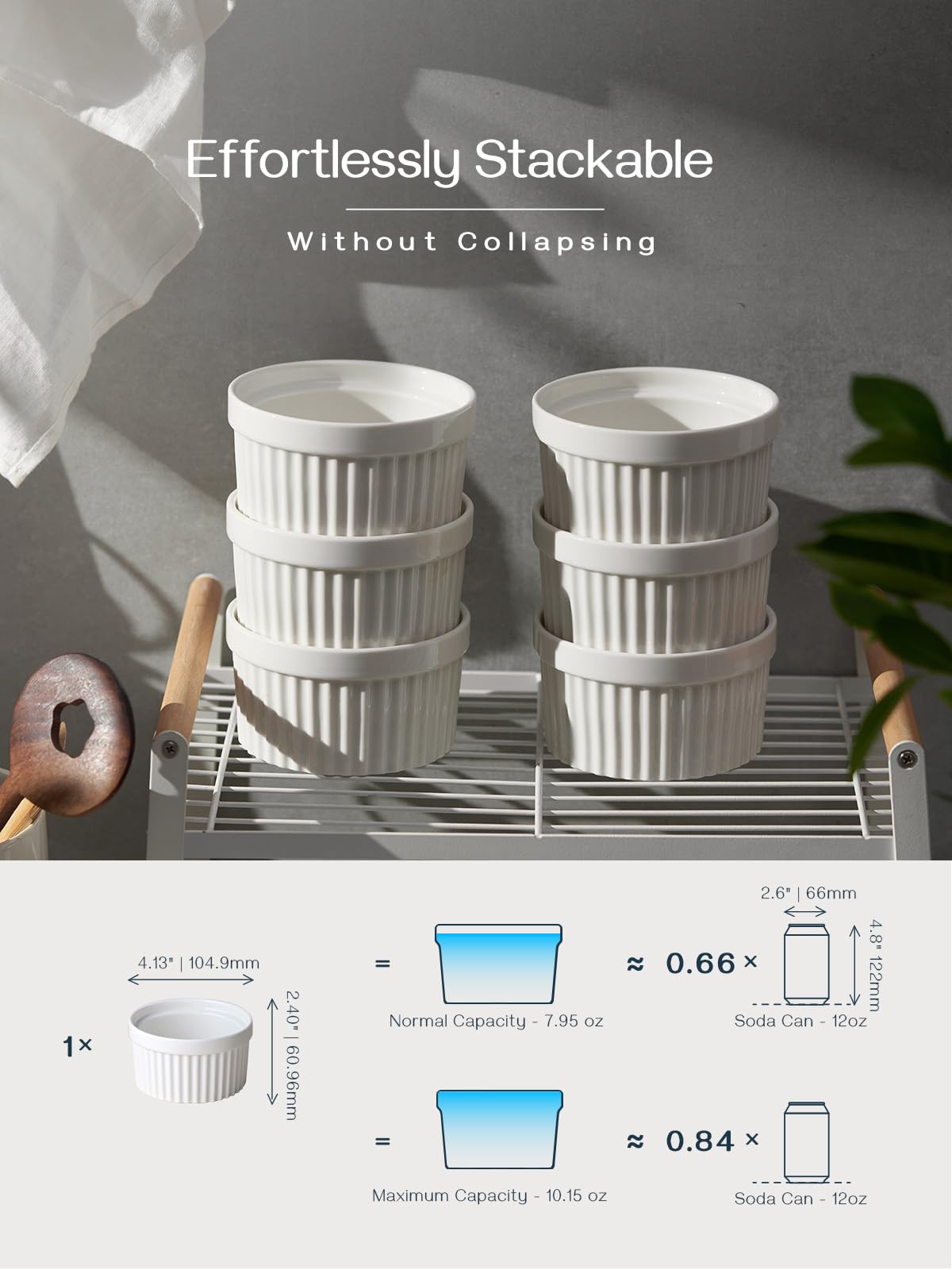 DOWAN porcelain souffle dishes with sturdy glaze for long-lasting daily use.