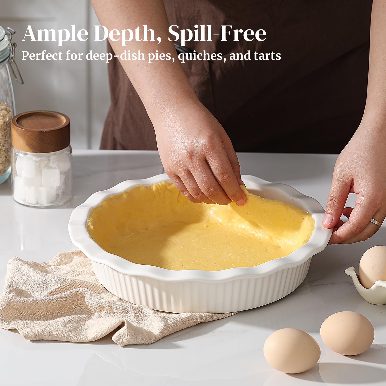 DOWAN quiche pan ceramic-glaze promotes easy release and cleaning.