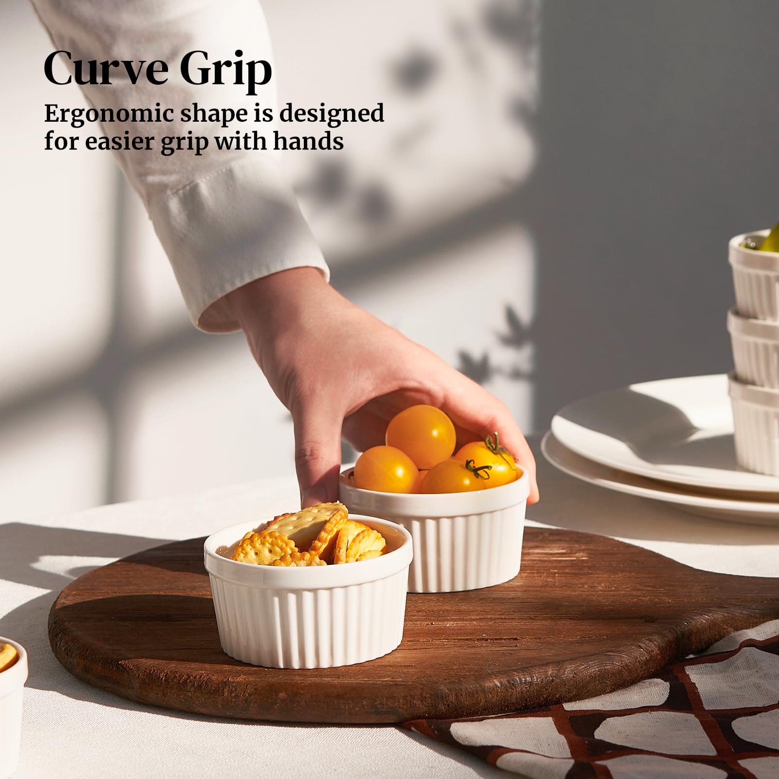 DOWAN elegant glaze ramekin enhances table presentation for guests.