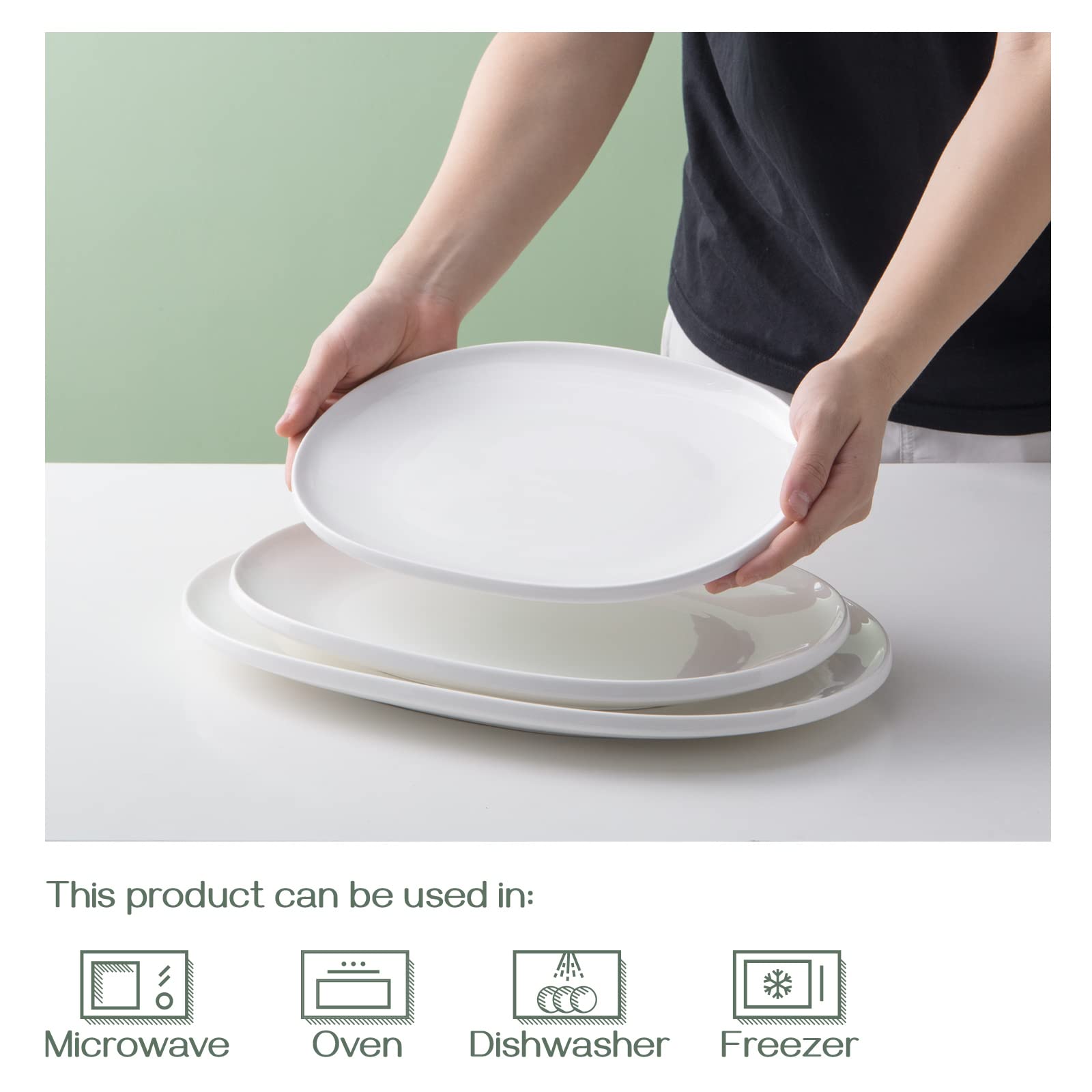 DOWAN rimmed-edge design helps prevent spills while serving.