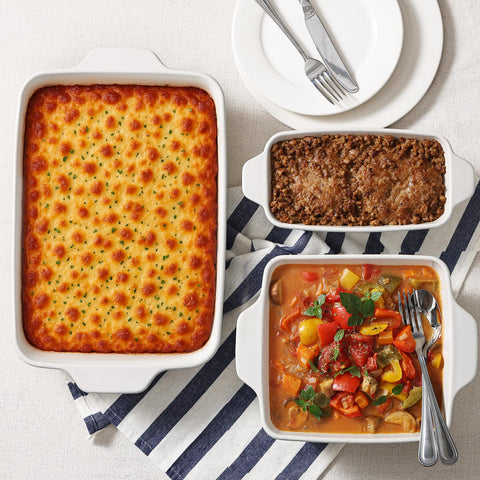 DOWAN serving-ready bakeware goes from oven to table.
