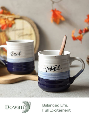 Dowan set of 2 coffee mugs with uplifting words for thoughtful gifting