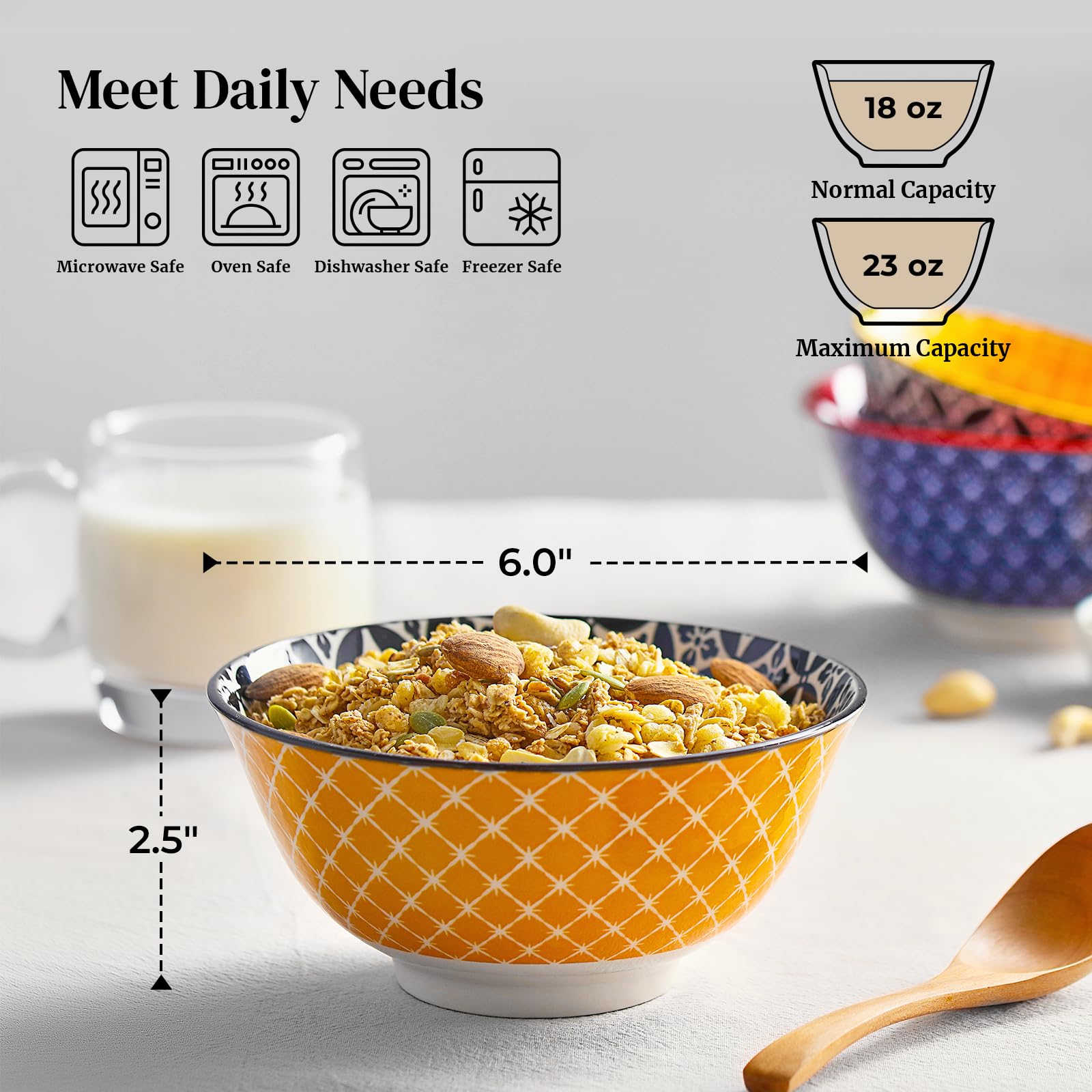 DOWAN 23oz bowls for serving soups and cereals in a generous portion