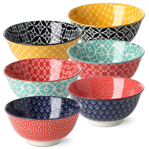 DOWAN soup bowls 6pc colorful pattern closeup showing vibrant design for stylish meals